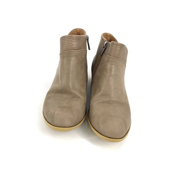 Lucky Brand Beah Faux Leather Ankle Boots 4 Big Girls Cream Brown Low Booties - Picture 2 of 10